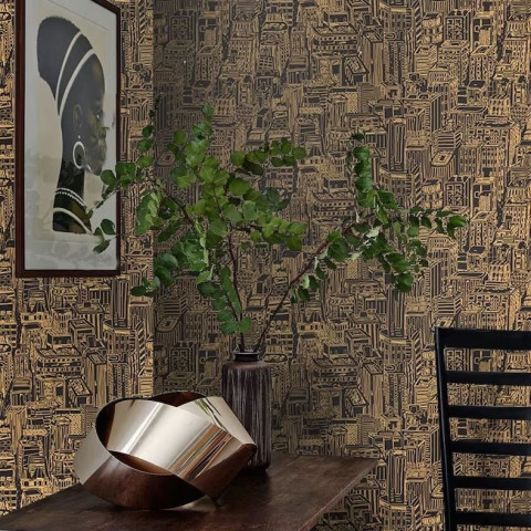 Papier peint gratte-ciels de New York brun - NEW YORK MARRONE++