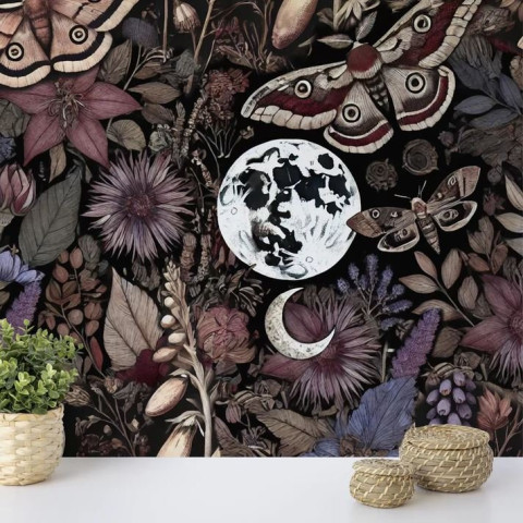 Papier peint jardin gothique Mystical Midnight Garden - WITCH GARDEN