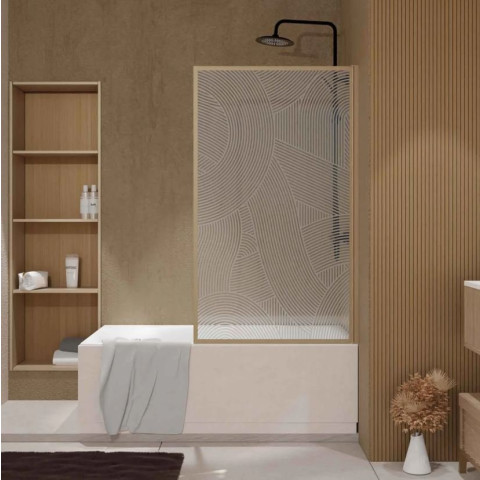 Pare baignoire pivotant 140x80 cm HINATA - Style Japandi courbes douces Aurlane - FAC1066