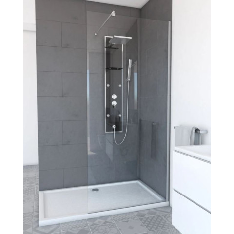 Paroi de douche à l’italienne - 90x200cm Verre transparent 6mm - FREEDOM 2 THIN TRANSPARENT 90 Aurlane - FAC234