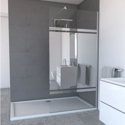 Paroi de douche à l’italienne FREEDOM 2 MIROIR 80 - 80x200cm Verre transparent 8mm Aurlane - FAC233