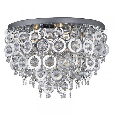 Plafonnier 5 ampoules nova, en chrome et acrylique