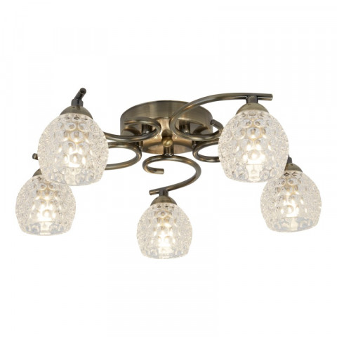Plafonnier minnie, laiton antique, 5 ampoules
