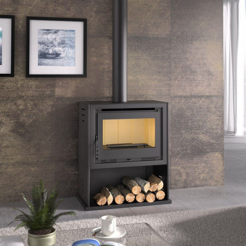 Fm poêle à bois acier m-203 12,5kw à chaleur ventilée