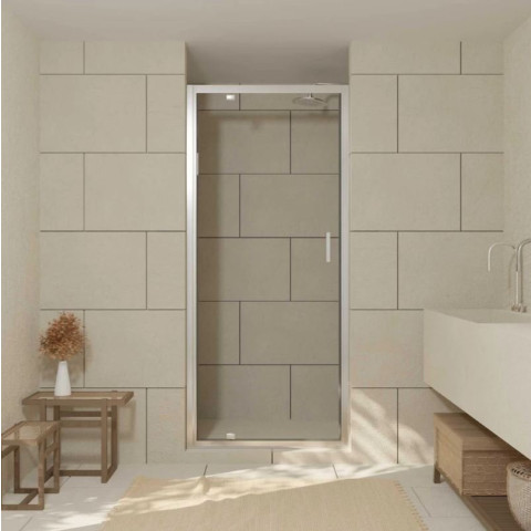 Porte de douche pivotante 90x200 cm - Profilés chrome - Verre trempé 6 mm - CHROMED CRUSH Aurlane - FAC774