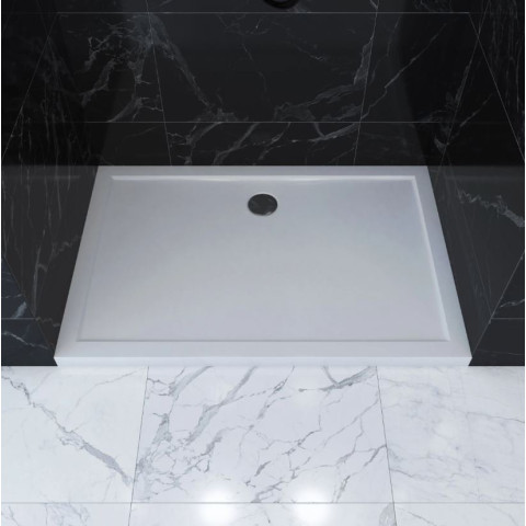 Receveur de douche à poser extra-plat en acrylique blanc rectangle - 120x90cm Aurlane - FAC379
