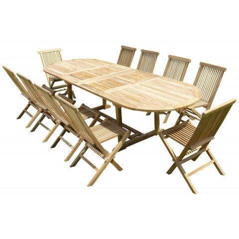 Ensemble de jardin en teck premium nayan 10 chaises jenae