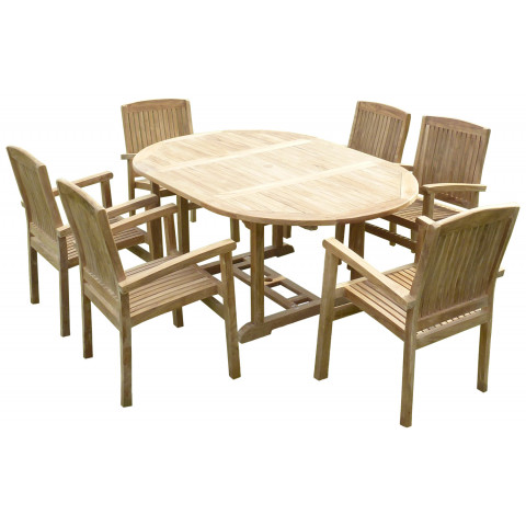 Ensemble de jardin en teck premium sawah 6 fauteuils audia