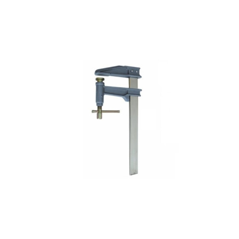 Serre-joint à pompe à tige chromée et crantée - saillie 120 mm - section 35 x 8 - L. 400 mm - LEMAN - 7120.358.040