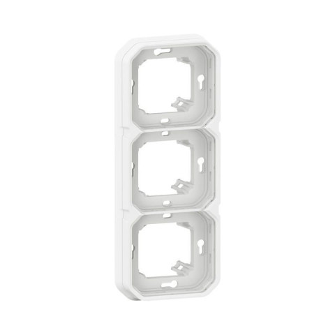 Support plaque encastré 3 postes montage horizontal/vertical plexo blanc (069698l)