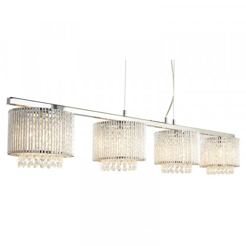 Suspension 4 ampoules elise, en chrome et cristal