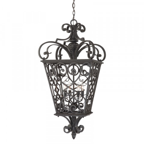 Suspension fort quinn, fonte d'aluminium noire, 4 ampoules