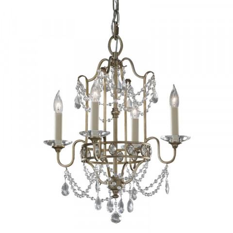 Suspension gianna, argent et cristal , 4 ampoules