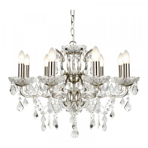Suspension paris, argent satiné et cristal, 8 ampoules