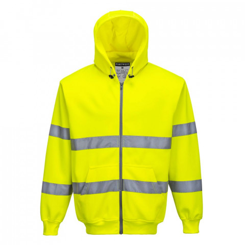 Sweat shirt zip central à capuche haute visibilité portwest - Couleur et taille au choix