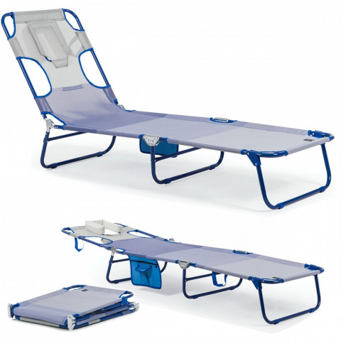 Bali Transat Lit De Plage Bain De Soleil Idéal Bronzage Bleu