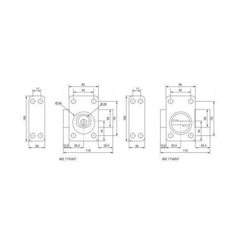 Vachette - verrou de securite radial nt-varie - type.bouton cyl. Ext. Mm.45 - …