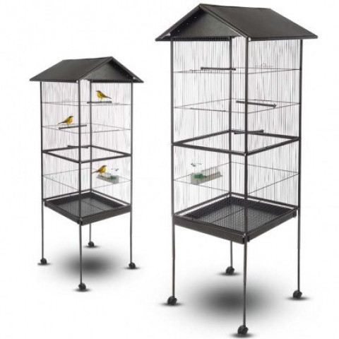 Ose Volière Cage à Oiseaux Avec Toit étanche Noir
