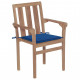 Chaises de jardin bois de teck avec coussins - Couleur des coussins et nombre de chaises au choix Bleu-royal