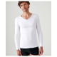 Tee-shirt DAMART Col V - Manches longues - Blanc - T.XL - 12302