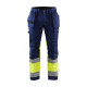 Pantalon artisan haute-visibilité stretch à poches flottantes et genoux préformés 15581811 - Couleur et taille au choix Marine-Jaune fluo