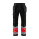 Pantalon artisan haute-visibilité stretch à poches flottantes et genoux préformés 15581811 - Couleur et taille au choix Noir-Rouge Fluo