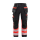 Pantalon stretch haute-visibilité coton avec poches flottantes 17941370 - Couleur et taille au choix Noir-Rouge Fluo