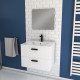 Meuble salle de bain 60cm monté suspendu - avec tiroirs, vasque et miroir - box-in 60 - Couleur au choix Blanc