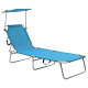 Chaise longue pliable avec auvent acier - Couleur au choix Turquoise