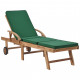 Chaise longue avec coussin bois de teck solide - Couleur au choix Vert