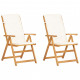 Chaises inclinables de jardin 2 pcs bois solide d'acacia - Couleur au choix Acacia-crème