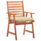 Chaises à dîner d'extérieur avec coussins acacia massif - Couleur des coussins et nombre de chaises au choix Crème