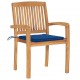 Chaises de jardin avec coussins teck massif - Couleur des coussins et nombre de chaises au choix Bleu-royal