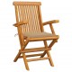 Chaises de jardin bois de teck massif avec coussins - Couleur des coussins et nombre de chaises au choix Beige