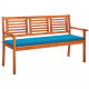 Banc de jardin 3 places avec coussin 150 cm bois d'eucalyptus - Couleur du coussin au choix Bleu