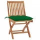 Chaises pliables de jardin avec coussins teck solide - Couleur des coussins et nombre de chaises au choix Vert