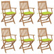 Chaises pliables de jardin avec coussins bois d'acacia - Couleur des coussins et nombre de chaises au choix Vert Vif