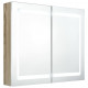 Armoire de salle de bain à miroir led 80x12x68cm - Couleur au choix Chêne-blanc