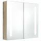 Armoire de salle de bain à miroir led 62x14x60cm - Couleur au choix Chêne-blanc