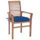 Chaises à dîner avec coussins anthracite teck solide - Couleur des coussins et nombre de chaises au choix Bleu