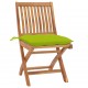 Chaises pliables de jardin avec coussins teck solide - Couleur des coussins et nombre de chaises au choix Vert Vif