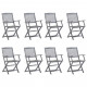 Chaises pliables d'extérieur 8 pcs avec coussins bois d'acacia - Couleur des coussins au choix Gris
