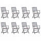 Chaises pliables d'extérieur 8 pcs avec coussins bois d'acacia - Couleur des coussins au choix Carreaux-rouge