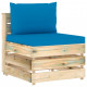 Canapé central sectionnel avec coussins bois imprégné de vert - Couleur des coussins au choix Bleu