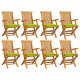 Chaises de jardin avec coussins 8 pcs bois de teck massif - Couleur des coussins au choix Vert Vif
