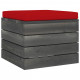 Repose-pied palette de jardin avec coussin bois de pin - Couleur du coussin au choix Rouge