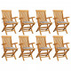 Chaises de jardin avec coussins 8 pcs bois de teck massif - Couleur des coussins au choix Carreaux-gris