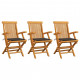 Chaises de jardin avec coussins 3 pcs bois de teck - Couleur des coussins au choix Taupe