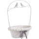 Jardinière oiseaux en osier blanc et métal