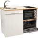 Kitchenette 120 cm avec domino de cuisson induction, four, lave-vaisselle silver , évier gauche- trio120bg-id-s 
